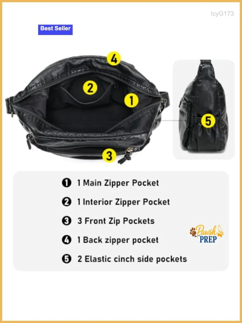 Women's Soft Faux Leather Hobo Shoulder Bag with 9 Pockets, Adjustable